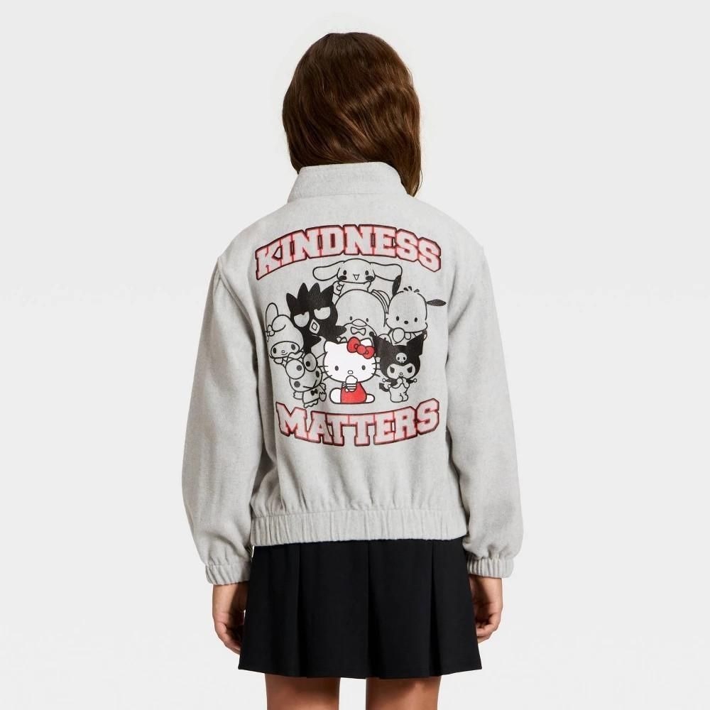 Hello Kitty and Friends Kindness Matters Embroidery Jacket Heather Gray Girls M